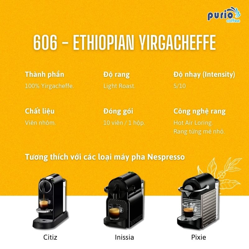 Cà phê viên nén Lamosi mã 606 - Ethiopian Yirgacheffe (2)